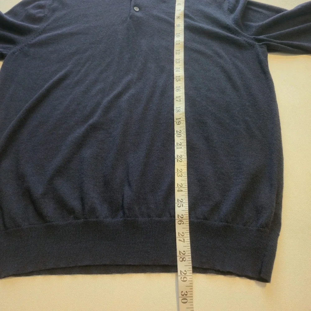 Charles Tyrwhitt Merino Wool Polo Sweater Navy Blue XL Men's Luxury Knit
